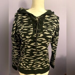 Ladies Rock Revival Animal Print Leather Lace Sweater Size Large